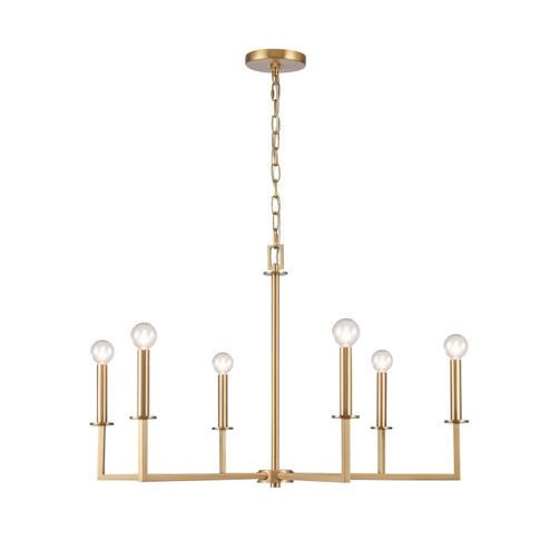 Dunne Six Light Chandelier in Lacquered Brass (45|898866)