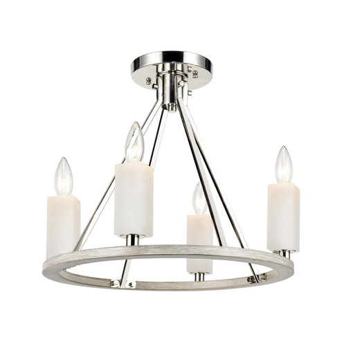 White Stone Four Light Semi Flush Mount in Polished Nickel (45|693454)