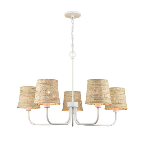 Abaca Five Light Chandelier in Textured White (45|324575)