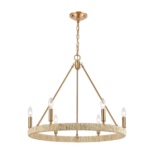 Abaca Six Light Chandelier in Satin Brass (45|324156)