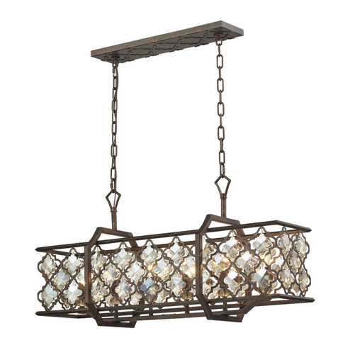Armand Six Light Linear Chandelier in Weathered Bronze (45|310986)