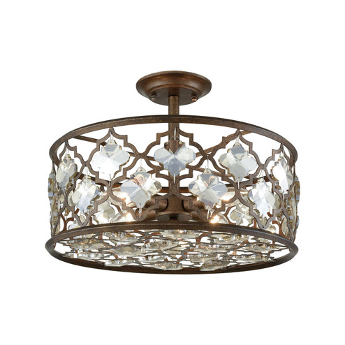 Armand Four Light Semi Flush Mount in Weathered Bronze (45|310924)