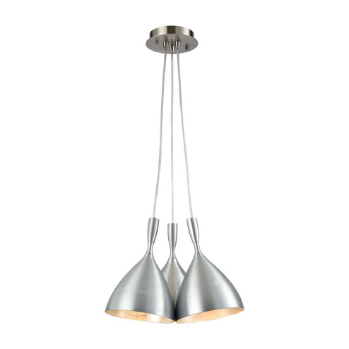 Spun Aluminum Three Light Pendant in Satin Nickel (45|170423SR)