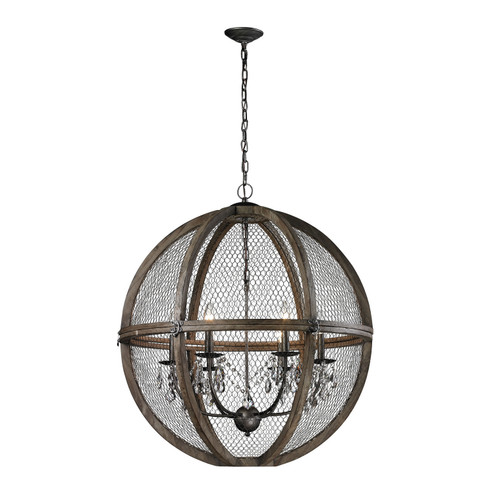 Renaissance Invention Six Light Pendant in Aged Wood (45|140008)