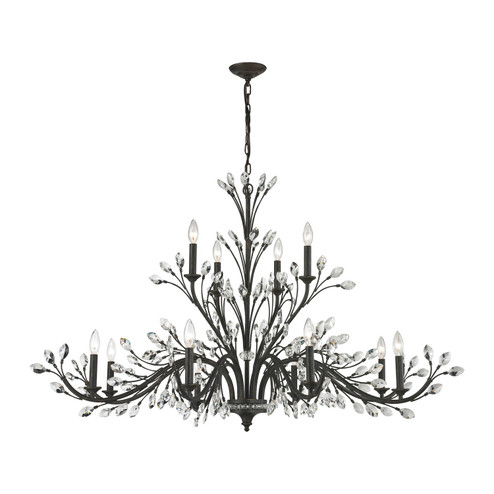 Crystal Branches 12 Light Chandelier in Burnt Bronze (45|1177784)