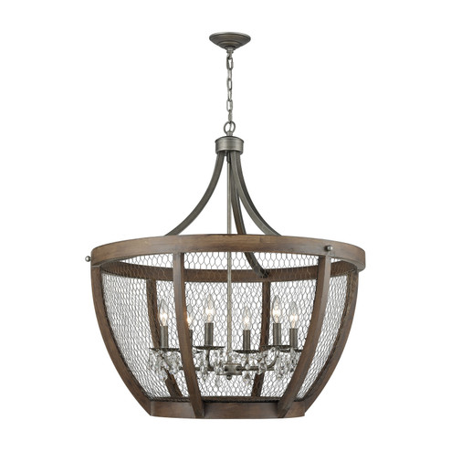 Renaissance Invention Six Light Pendant in Aged Wood (45|1140033)