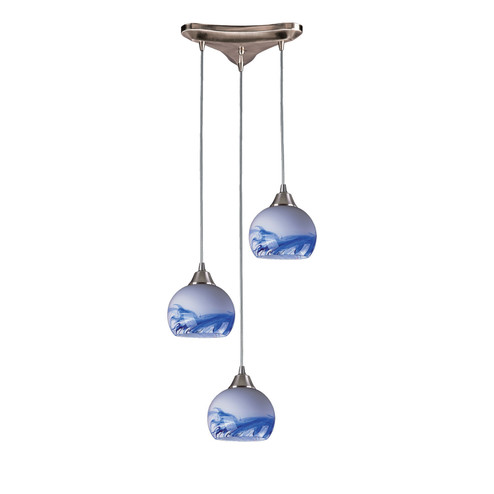 Mela Three Light Pendant in Satin Nickel (45|1013MT)