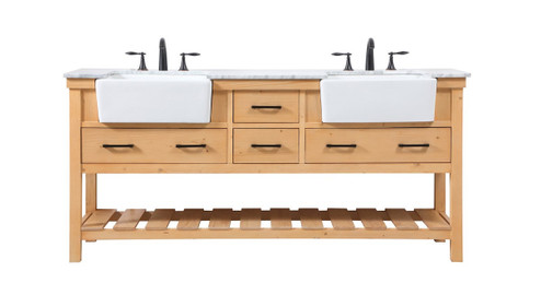 Clement Double Bathroom Vanity in Natural Wood (173|VF60172DNW)