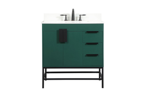 Eugene Single Bathroom Vanity in Green (173|VF48832MGNBS)