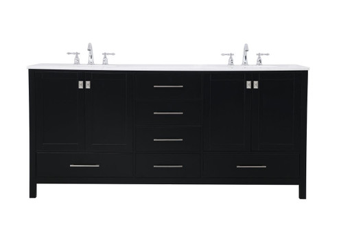 Irene Double Bathroom Vanity in Black (173|VF18872DBK)