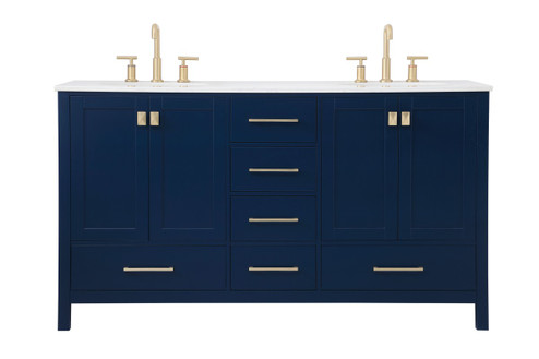 Irene Double Bathroom Vanity in Blue (173|VF18860DBL)