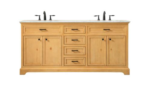 Americana Double Bathroom Vanity in natural wood (173|VF15072DNW)