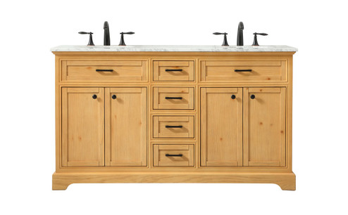 Americana Double Bathroom Vanity in natural wood (173|VF15060DNW)