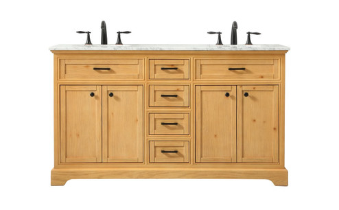 Americana Double Bathroom Vanity in Natural Wood (173|VF15060DNW)