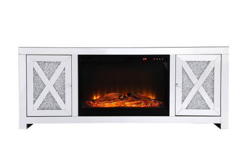 Modern TV Stand With Log Insert Fireplace in Clear (173|MF9903F1)