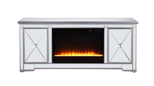 Modern TV Stand With Fireplace Insert in Antique Silver (173|MF601SF2)