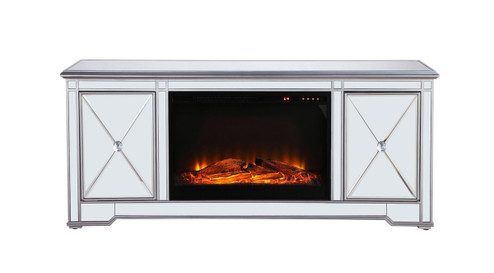 Modern TV Stand With Fireplace Insert in Antique Silver (173|MF601SF1)