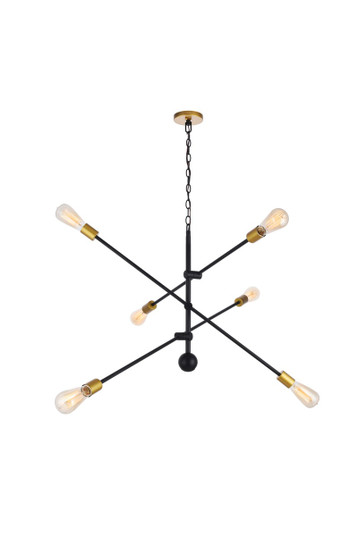 Axel Six Light Pendant in Black and Brass (173|LD8009D42BK)