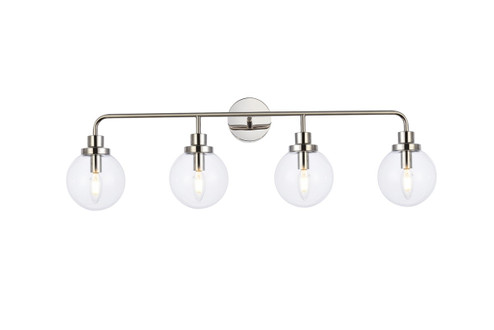 Hanson Four Light Bath in polished nickel and Clear Shade (173|LD7037W38PN)