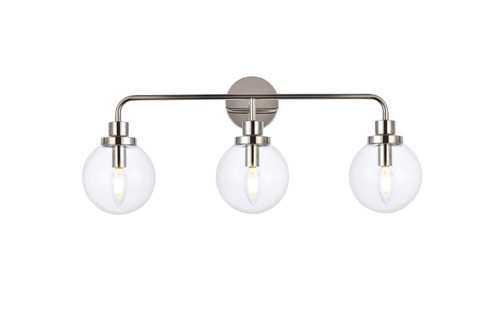 Hanson Three Light Bath in polished nickel and Clear Shade (173|LD7035W28PN)