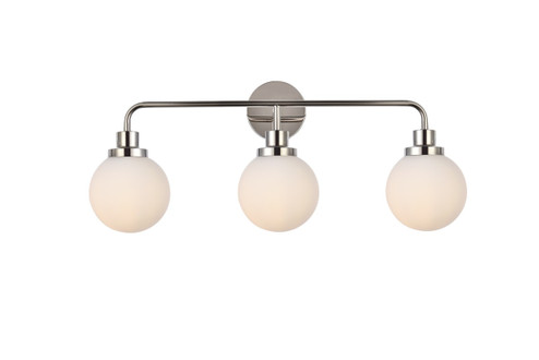 Hanson Three Light Bath in polished nickel and Frosted Shade (173|LD7034W28PN)