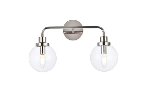 Hanson Two Light Bath in polished nickel and Clear Shade (173|LD7033W19PN)