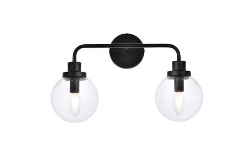 Hanson Two Light Bath in Black and Clear Shade (173|LD7033W19BK)