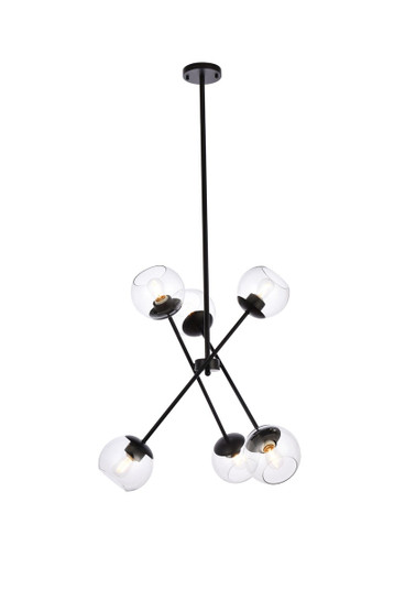Axl Six Light Pendant in black (173|LD656D24BK)