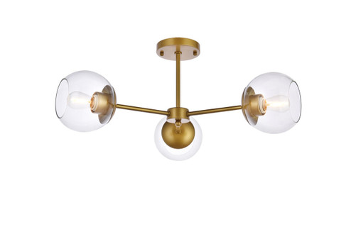 Briggs Three Light Flush Mount in brass (173|LD648F26BR)