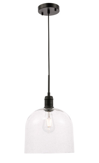 Gabe One Light Pendant in Black and Clear seeded glass (173|LD6213BK)