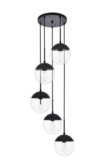 Eclipse Five Light Pendant in Black and Clear (173|LD6075BK)