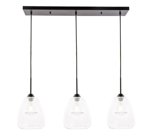 Kason Three Light Pendant in Black and Clear glass (173|LD5032D36BK)