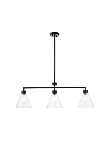 Mera Three Light Pendant in Black and Clear (173|LD2502BK)