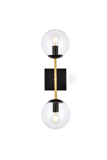 Neri Two Light Wall Sconce in Black and Brass and Clear (173|LD2357BKR)
