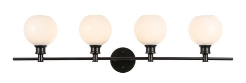 Collier Four Light Wall Sconce in Black and Frosted white glass (173|LD2323BK)