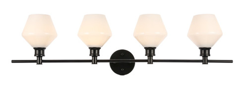 Gene Four Light Wall Sconce in Black and Frosted white glass (173|LD2321BK)