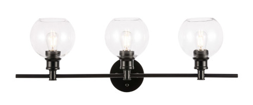 Collier Three Light Wall Sconce in Black and Clear glass (173|LD2318BK)