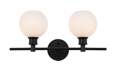 Collier Two Light Wall Sconce in Black and Frosted white glass (173|LD2315BK)