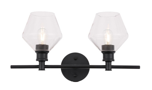 Gene Two Light Wall Sconce in Black and Clear glass (173|LD2312BK)