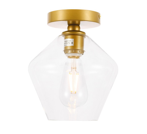 Gene One Light Flush Mount in Brass and Clear glass (173|LD2254BR)
