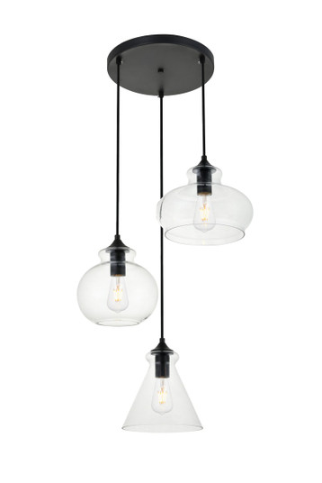DESTRY Three Light Pendant in Black and Clear (173|LD2247BK)