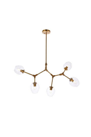 Cavoli Five Light Chandelier in Brass and Clear (173|1712D42BR)
