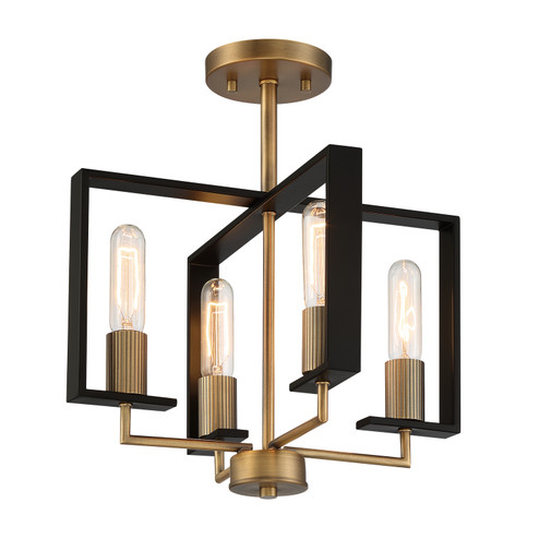 Chicago PM Four Light Semi Flush Mount in Old Satin Brass (43|D233MSFOSB)