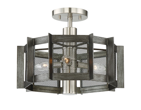 Baxter Three Light Semi-Flush Mount in Weathered Iron (43|89311WI)
