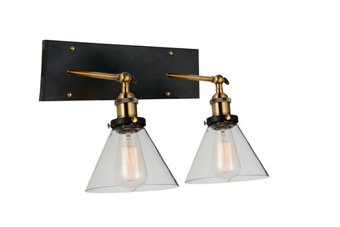 Eustis Two Light Wall Sconce in Black & Gold Brass (401|9735W152101)