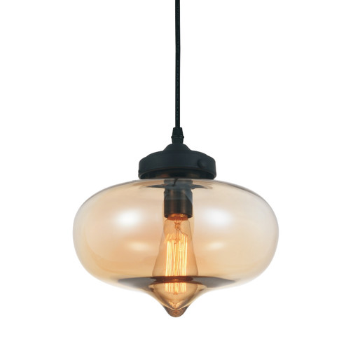 Glass One Light Mini Pendant in Black (401|5570P11Amber)