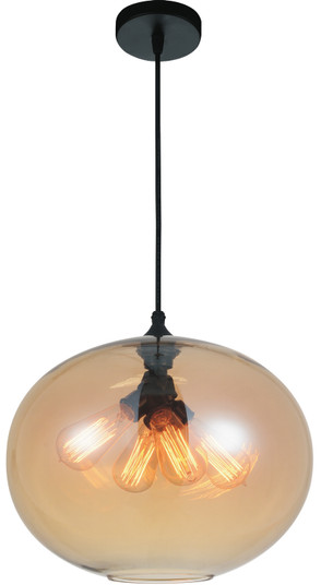 Glass Four Light Pendant in Black (401|5553P16Amber)