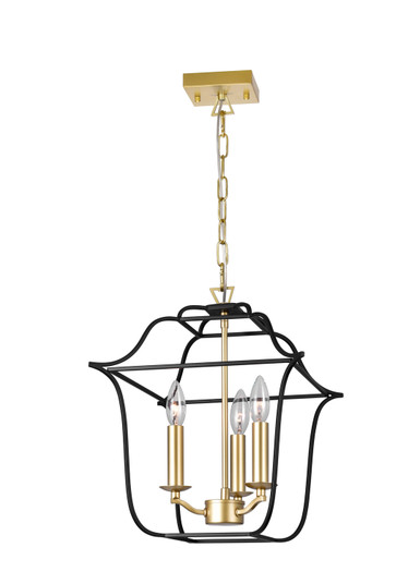 Tudor Three Light Pendant in Satin Gold & Black (401|1223P123602)