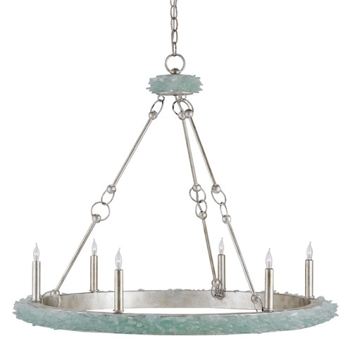 Tidewater Six Light Chandelier in Silver Granello/Seaglass (142|9870)