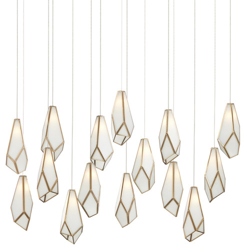 Glace 15 Light Pendant in White/Antique Brass (142|90001037)